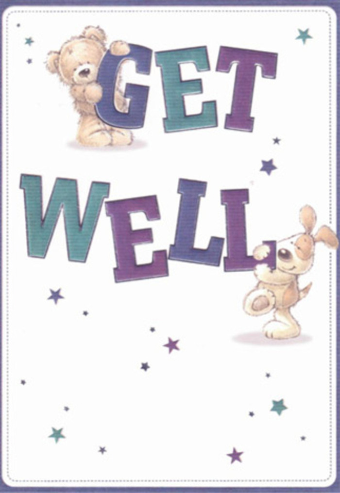A charming scene unfolds in this get well card, filled with the warmth and thoughtfulness that Florist Streatham is known for. Two delightful companions-a sweet-faced teddy bear and a lively, floppy-eared puppy-are depicted engaged in delivering a tender wish of recovery. Resting their paws and faces lovingly against bold, shadowed letters in shades of teal and deep purple, the pair bring a sense of play and tangible reassurance. The crisp background is bathed in soft, clear light, reminiscent of Streatham's open skies on tranquil weekends. Twinkling starbursts in various hues of blue and violet float amidst the scene, each shimmering as if carrying its own small wish towards a brighter, healthier tomorrow. The detailed rendering of the animals' fur and velvety ears adds a comforting tactility, not unlike the soft textures found in a freshly gathered bouquet delivered locally from Streatham. The card exudes a buoyant joy and gentle encouragement, mirroring the supportive spirit so evident in the neighbourhood's friendly greetings and mutual care. It is a visual reminder that thoughtful gestures-whether a card or a hand-arranged floral gift-carry the capacity to soothe and uplift the heart, offering needed comfort in any moment of healing.