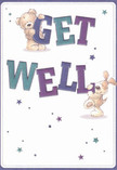 This get well card captures the heart of Streatham's community-playful, caring, and radiant with optimism. Two adorable friends, a cozy teddy bear and an animated puppy, are at the centre, interacting with bouncy, oversized letters in lush teals and regal purples that read 'Get Well.' Against a calm, creamy background, their joyful poses and expressive faces breathe hope and kindness into the design, much like a thoughtful bouquet curated and delivered by Florist Streatham. Sprinkled across the composition are bright stars in blues and purples, sparkling gently as if beckoning good health and happiness along Streatham's peaceful streets. The hand-drawn textures invite a sense of touch, the bear's fluff and the puppy's velvety ears promising gentle comfort. Altogether, there is an atmosphere of lightness and gentle encouragement-echoing the warm support found in Streatham's local corners and parks-making this card a heartfelt way to send a caring embrace to someone on their journey to recovery.